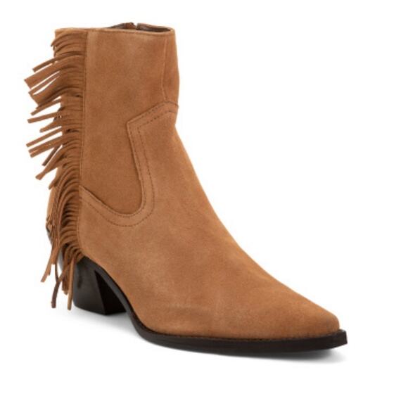 NEW Coconuts by Matisse Jane Fringe Western Boot Bootie Tan Suede Size 7.5 $135 - Picture 1 of 5